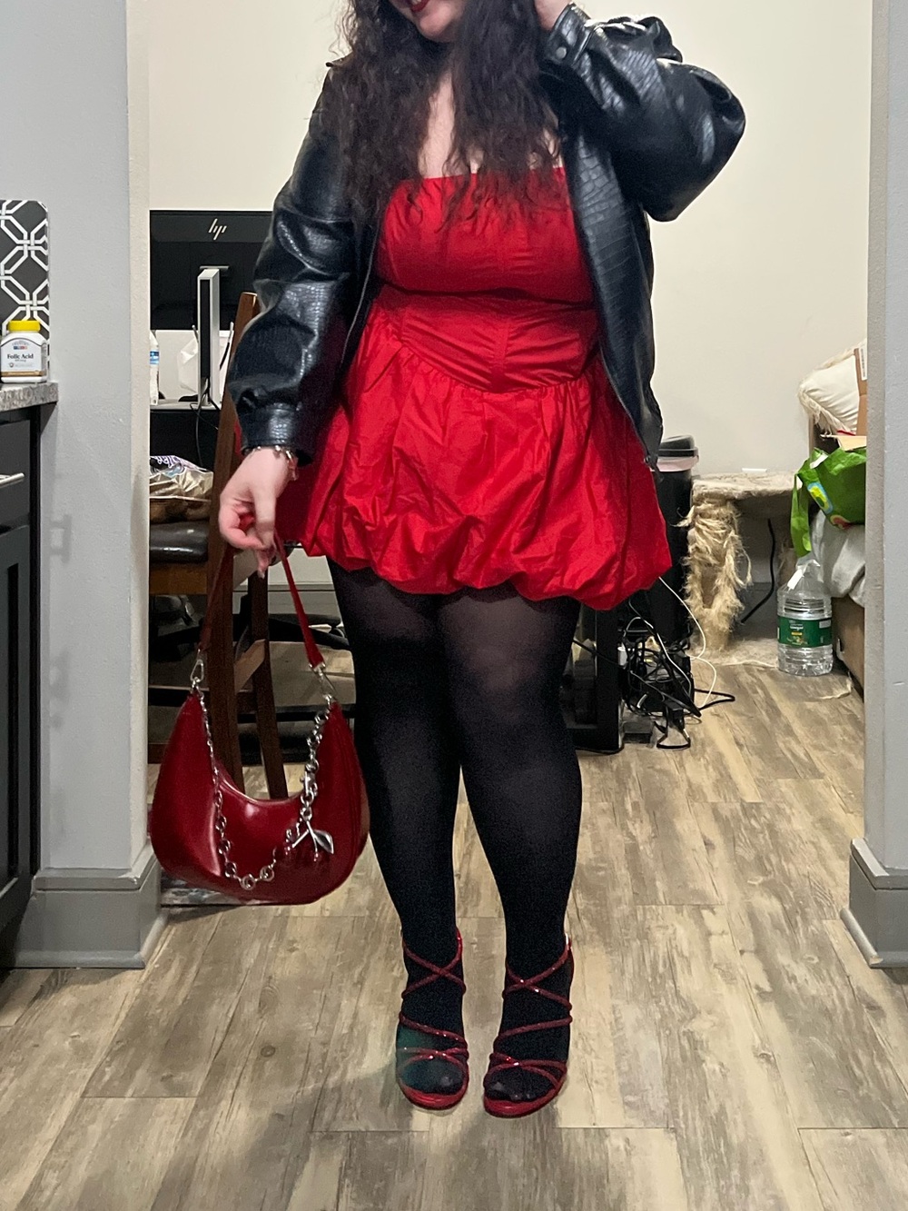 Fashion Nova Red Strapless Bubble Mini Dress
